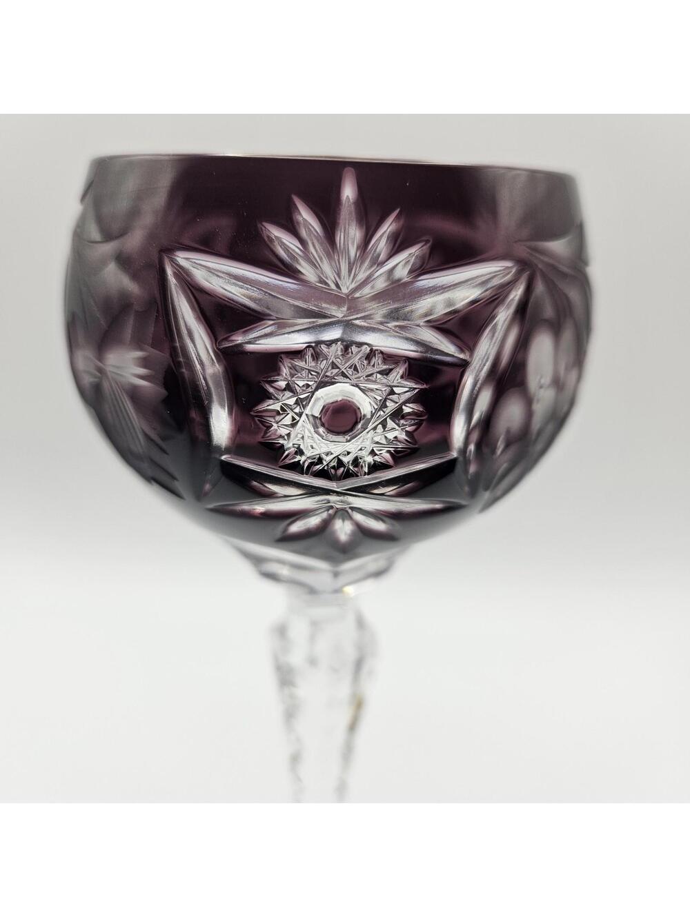 Vntg Nachtmann Traube Cordial Crystal Purple Amethyst Cut To Clear Glass 6 7/8" - Picture 3 of 11